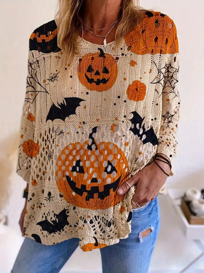 Oversized Pumpkin Knit Pullover