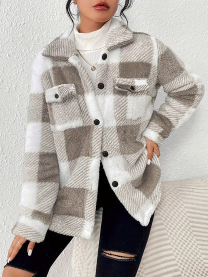 Cozy Plush Plaid Jacket