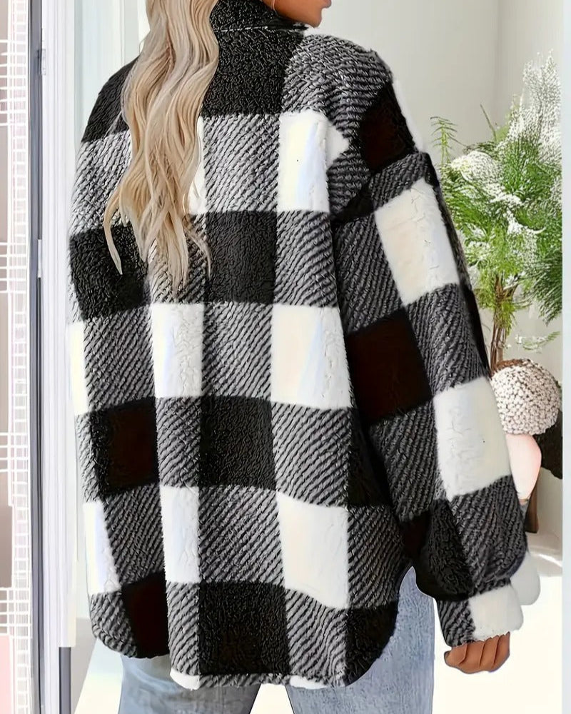 Cozy Plush Plaid Jacket