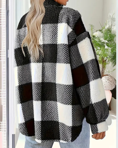 Cozy Plush Plaid Jacket